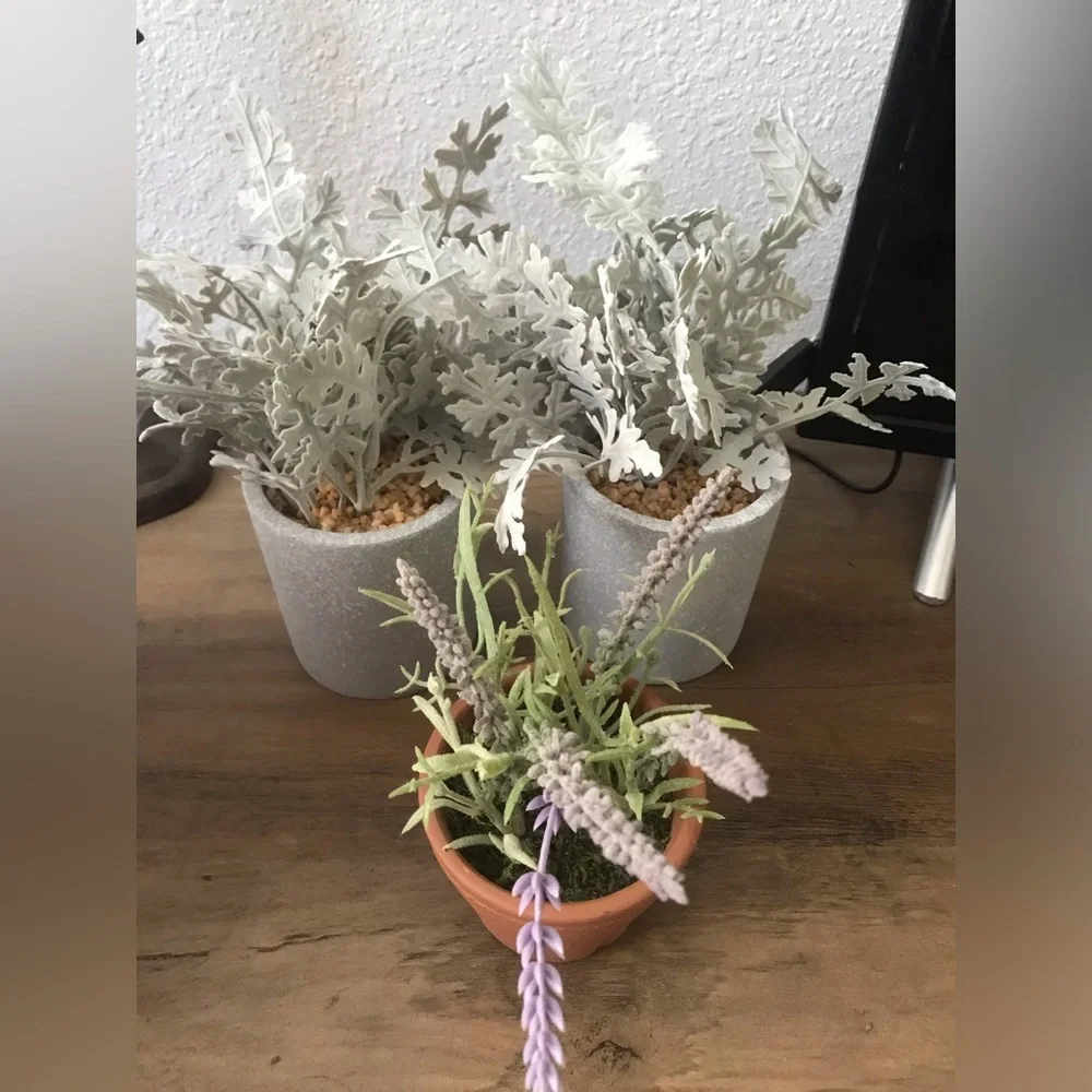 Lavender and Gray Faux Plant Set